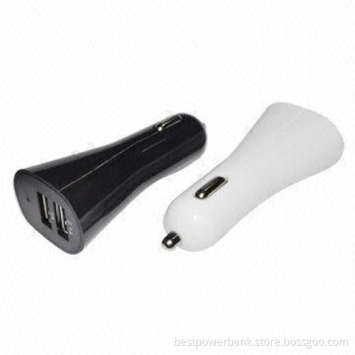 High-end Simple Design Dual-USB In-car Chargers for All Smart Phones with 2,100mAh Output Current